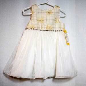 Ivory Gold Baby Girl Dress Tulle Party Wedding Easter 24M Purple Rose